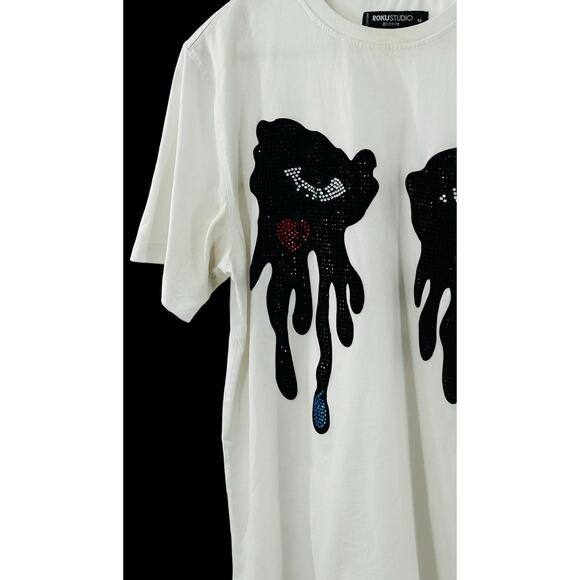 Roku Studio Rhinestone‎ Studded Teardrop Top Size Medium 100% Cotton - Picture 5 of 7